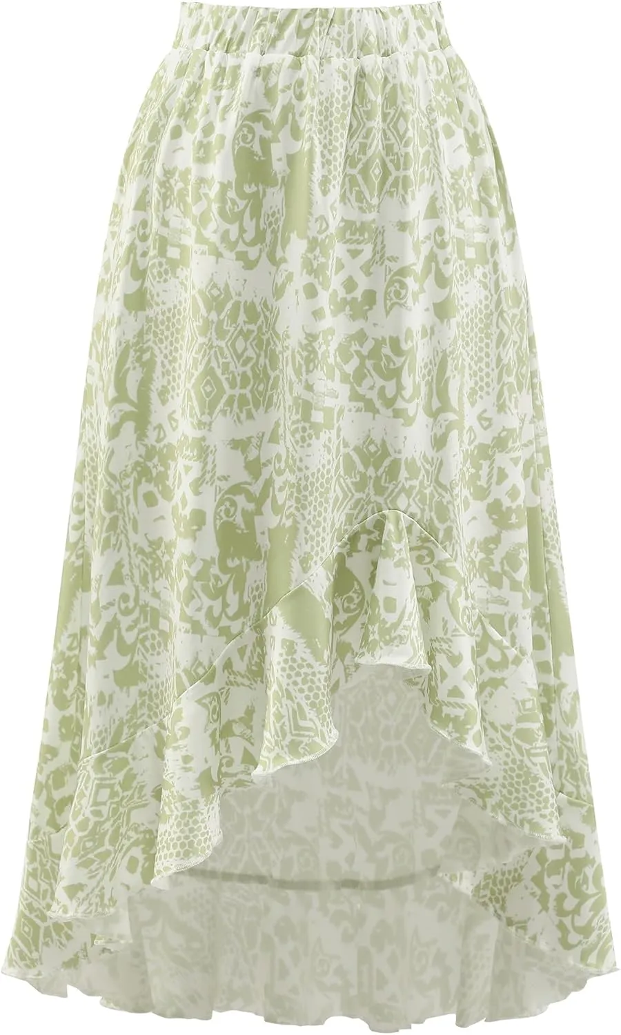 Aupuls Summer High Low Boho Skirts for Women Floral Beach Vacation Midi Skirt Casual