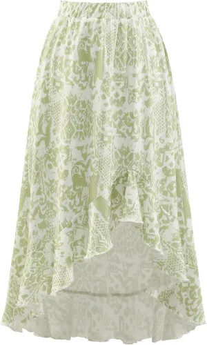 Aupuls Summer High Low Boho Skirts for Women Floral Beach Vacation Midi Skirt Casual