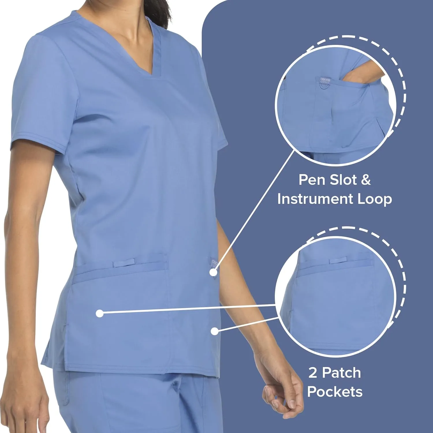 Cherokee Medical Women's Scrub Top V-Neck with 3 Pockets & Soft Fabric WW620