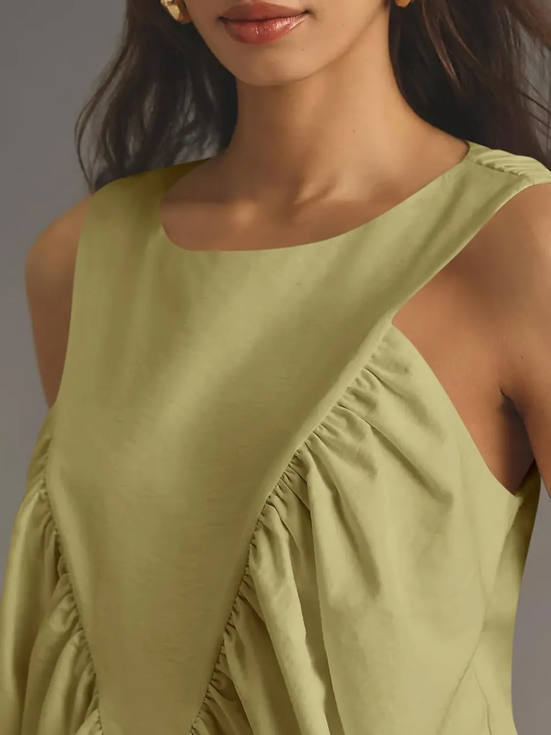 Cicy Bell Womens Peplum Babydoll Tank Tops Summer Sleeveless Loose T Shirts Casual Shirred Flowy Tops