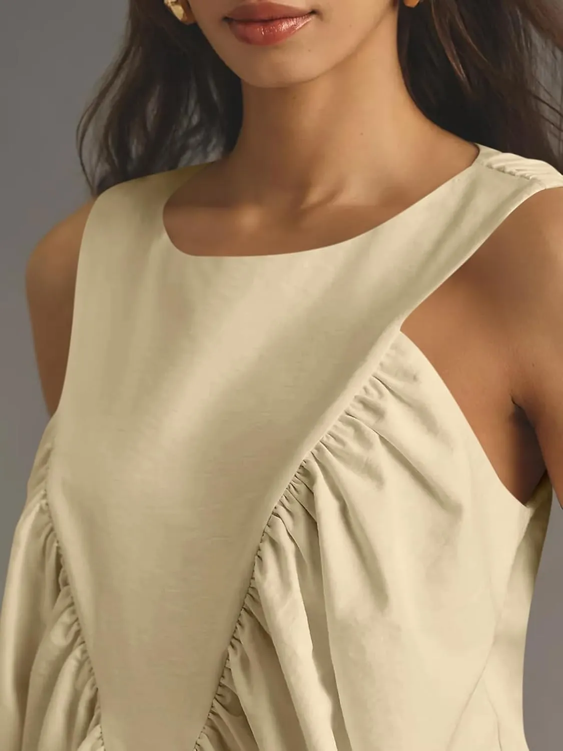 Cicy Bell Womens Peplum Babydoll Tank Tops Summer Sleeveless Loose T Shirts Casual Shirred Flowy Tops