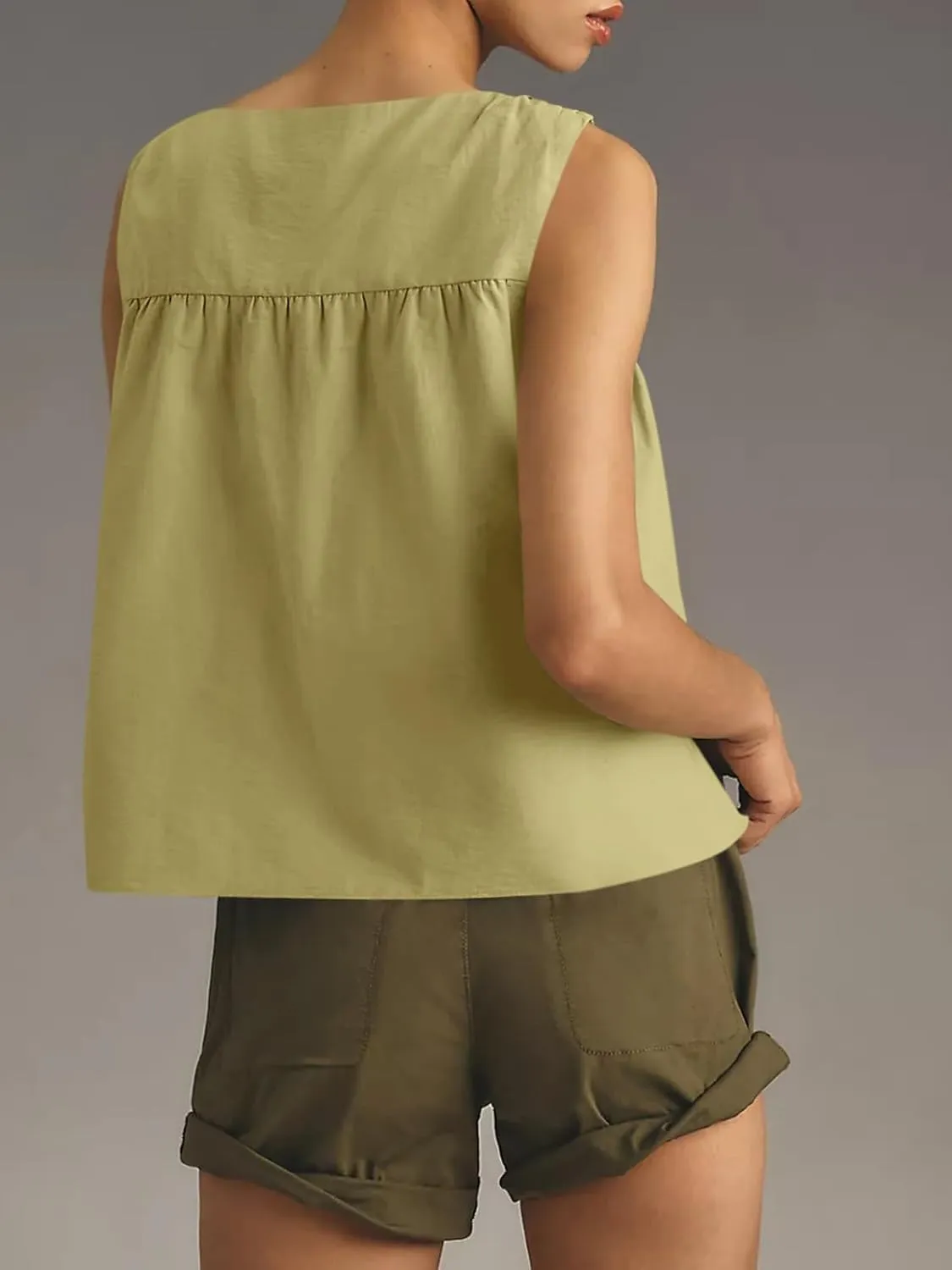 Cicy Bell Womens Peplum Babydoll Tank Tops Summer Sleeveless Loose T Shirts Casual Shirred Flowy Tops