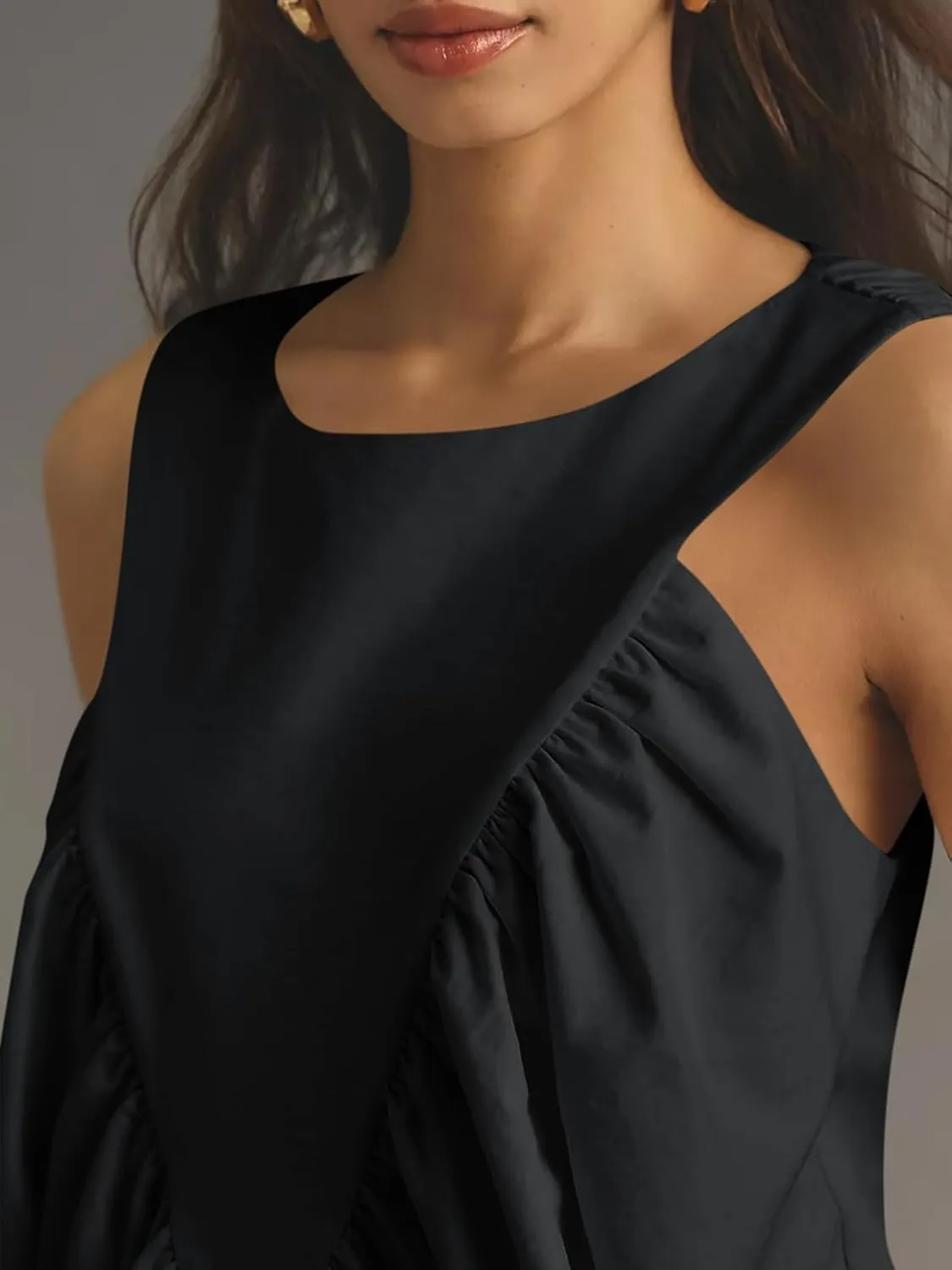 Cicy Bell Womens Peplum Babydoll Tank Tops Summer Sleeveless Loose T Shirts Casual Shirred Flowy Tops