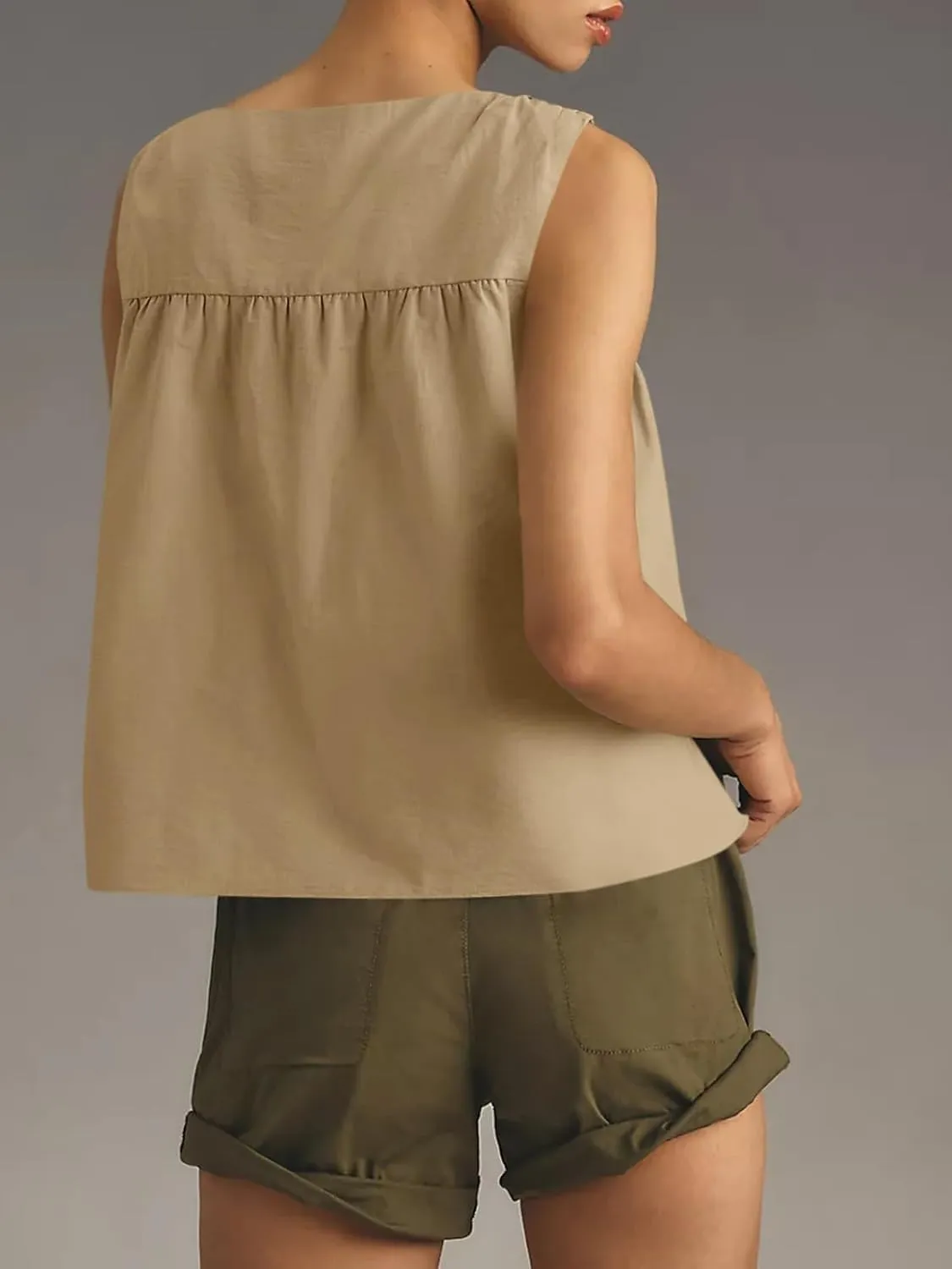 Cicy Bell Womens Peplum Babydoll Tank Tops Summer Sleeveless Loose T Shirts Casual Shirred Flowy Tops