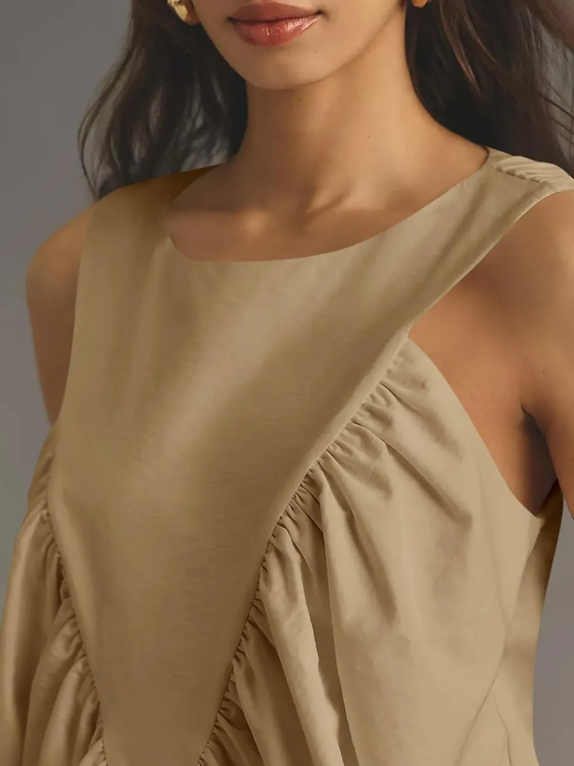 Cicy Bell Womens Peplum Babydoll Tank Tops Summer Sleeveless Loose T Shirts Casual Shirred Flowy Tops