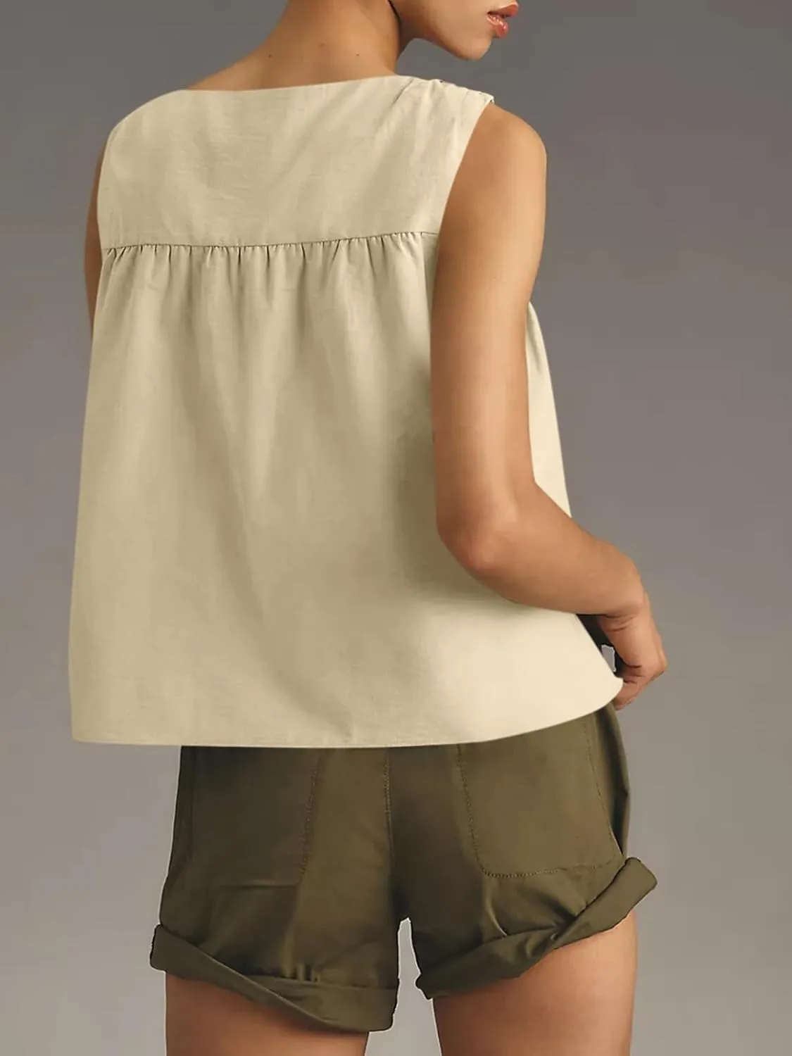 Cicy Bell Womens Peplum Babydoll Tank Tops Summer Sleeveless Loose T Shirts Casual Shirred Flowy Tops