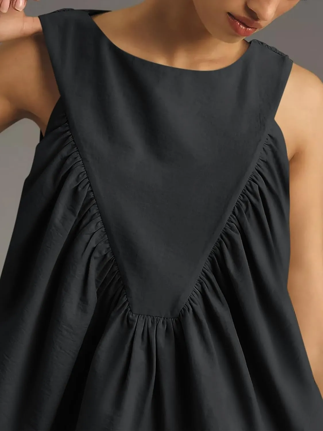 Cicy Bell Womens Peplum Babydoll Tank Tops Summer Sleeveless Loose T Shirts Casual Shirred Flowy Tops