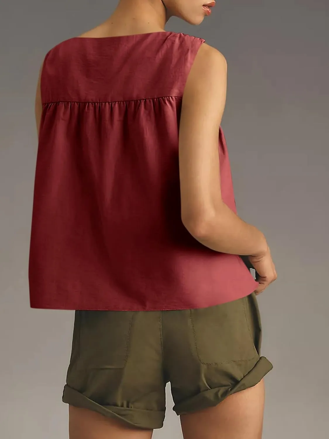 Cicy Bell Womens Peplum Babydoll Tank Tops Summer Sleeveless Loose T Shirts Casual Shirred Flowy Tops