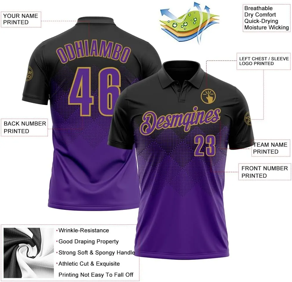 Custom Gradient Golf Polo Shirts Short Sleeve Bowling Dart Tennis Jersey Top Design Men Women Youth Work Business Tee