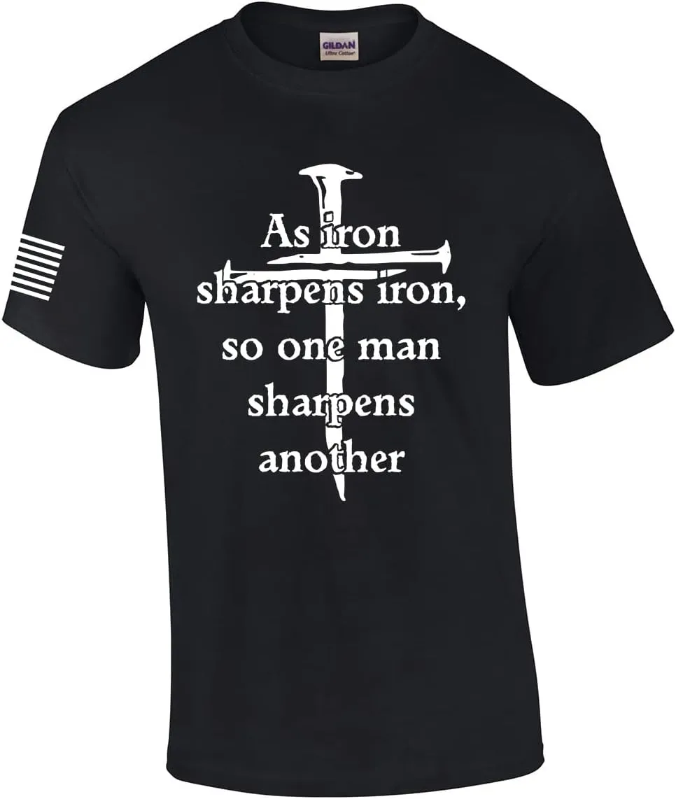 Iron Sharpens Iron Proverbs Proverbs 27:17 Mens Christian Short Sleeve T-Shirt Graphic Tee