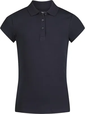IZOD Girls' School Uniform Adaptive Short Sleeve Polo Shirt, Velcro Closure & Faux Buttons, Comfortable Interlock Fabric