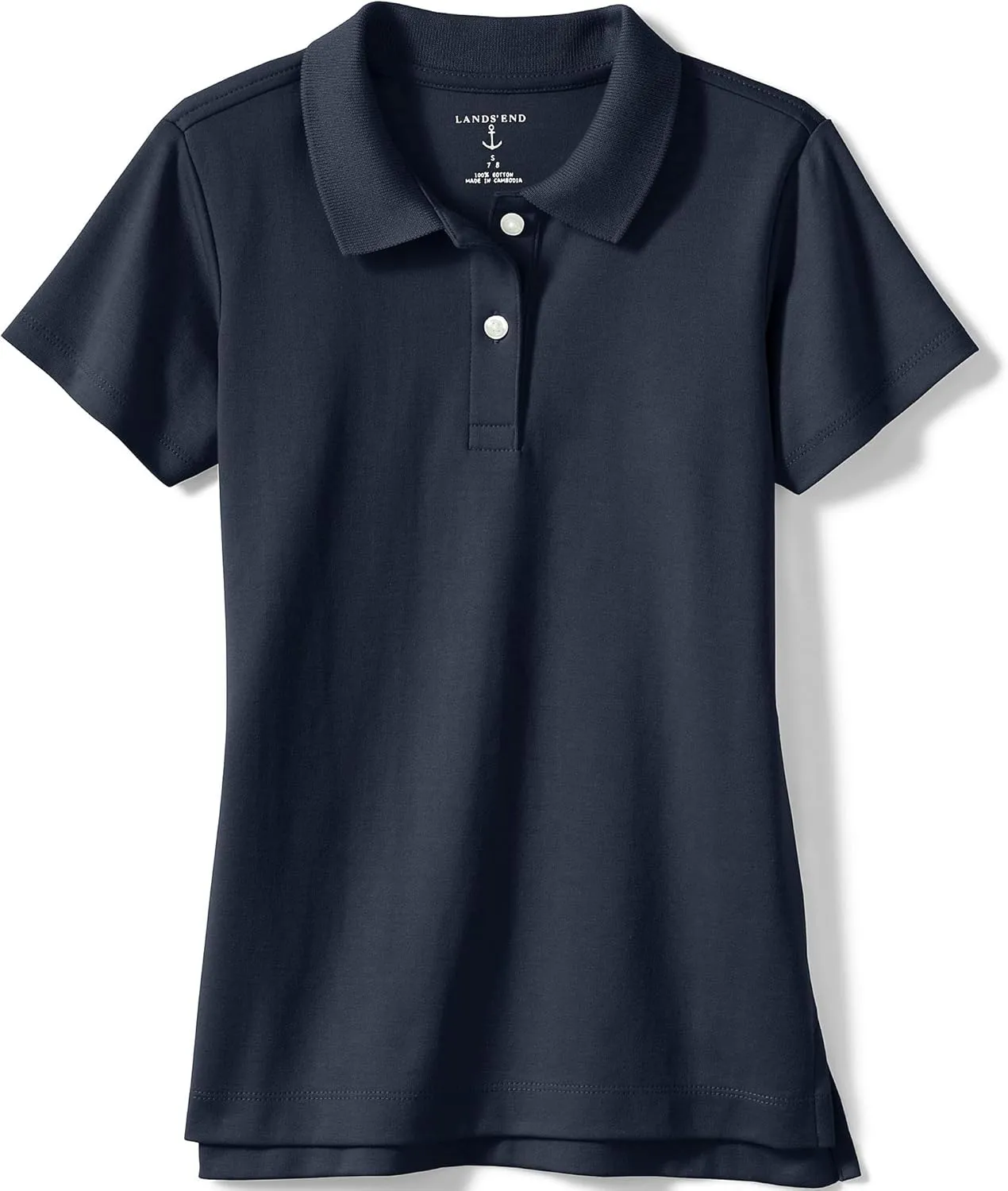 Lands' End School Uniform Girls Short Sleeve Feminine Fit Interlock Polo Shirt