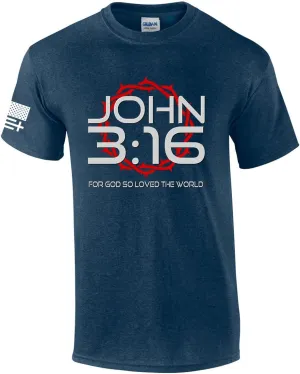 Mens Christian John 3:16 for God So Loved The World Scripture Short Sleeve T-Shirt Graphic Tee
