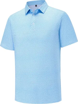 Mens Golf Polo Shirts Short Sleeve Moisture Wicking Dry Fit Performance Casual Funny Golf Polo Shirts for Men