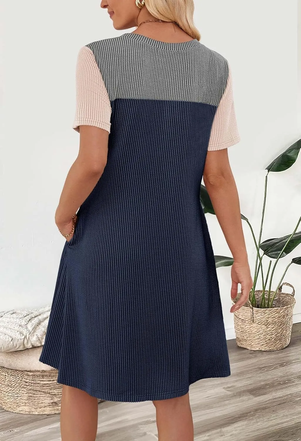 MEROKEETY Women's 2025 Spring Summer Mini Dresses Casual Short Sleeve Crewneck T Shirt Shift Dress