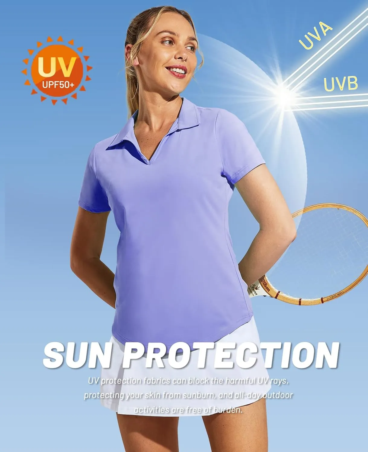 MIER Women's Golf Polo Shirts Collared V Neck Short Sleeve Tennis Shirt, Dry Fit, Moisture Wicking