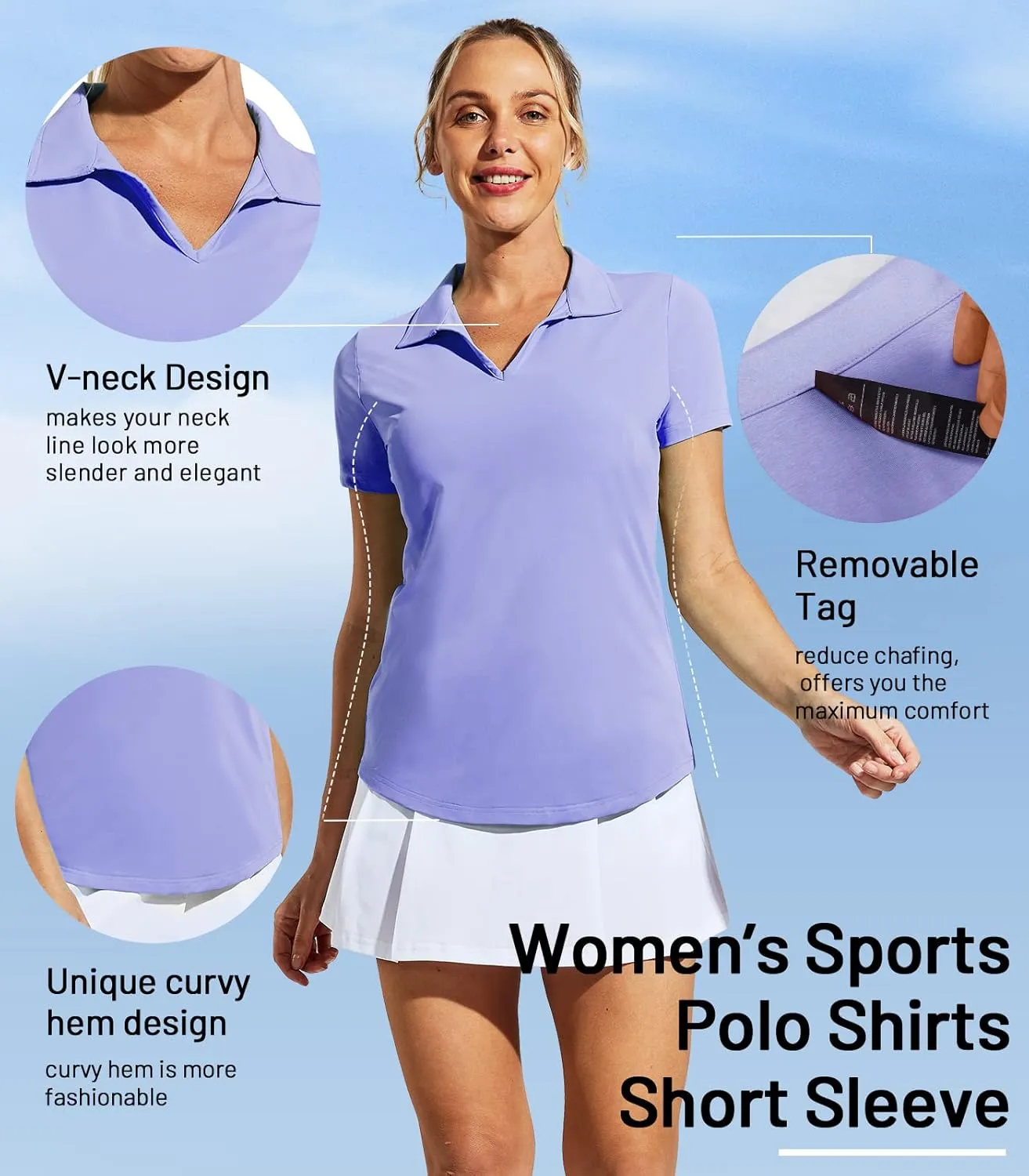 MIER Women's Golf Polo Shirts Collared V Neck Short Sleeve Tennis Shirt, Dry Fit, Moisture Wicking