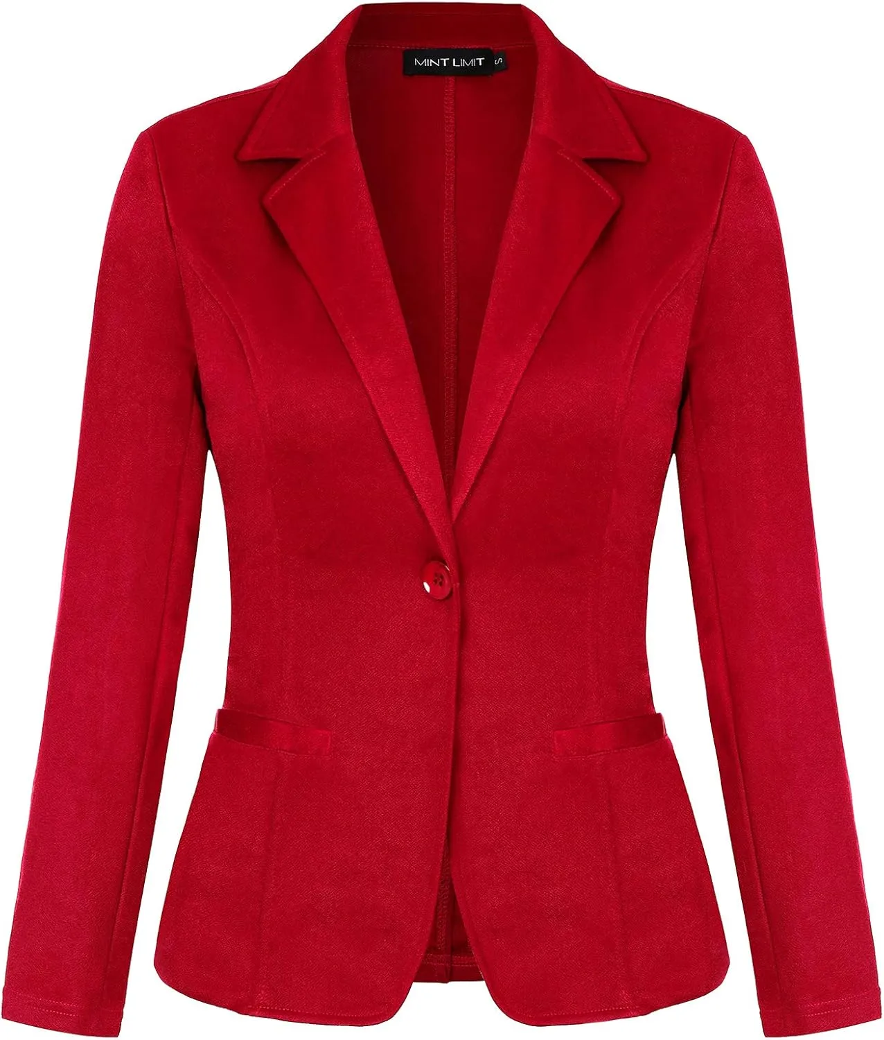 MINTLIMIT Women Long Sleeve Button Blazers Work Casual Office Notch Lapel Business Open Front Blazer Jacket with Pockets