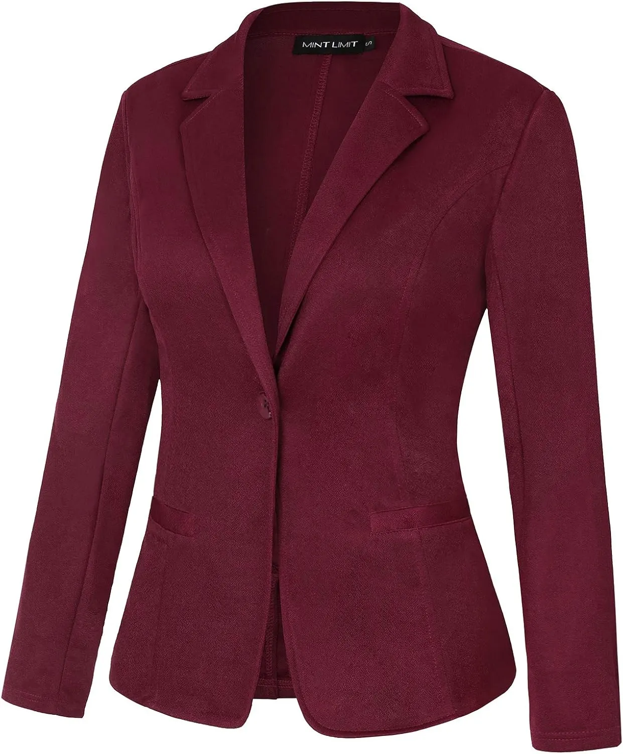 MINTLIMIT Women Long Sleeve Button Blazers Work Casual Office Notch Lapel Business Open Front Blazer Jacket with Pockets