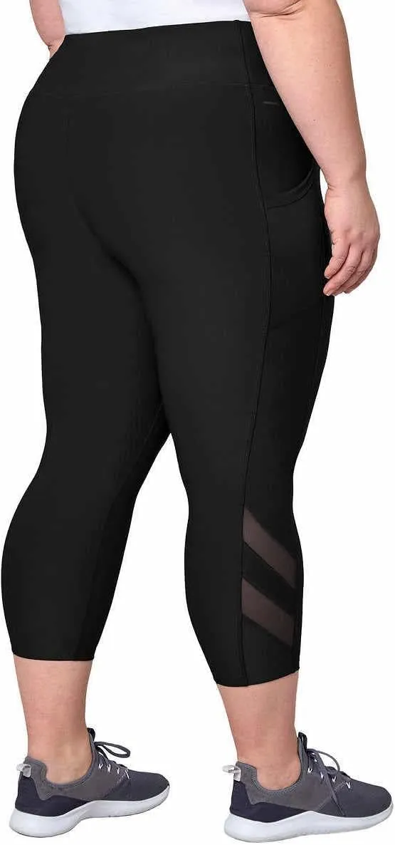 Mondetta Womens Midweight High Waisted Mesh Capri Legging