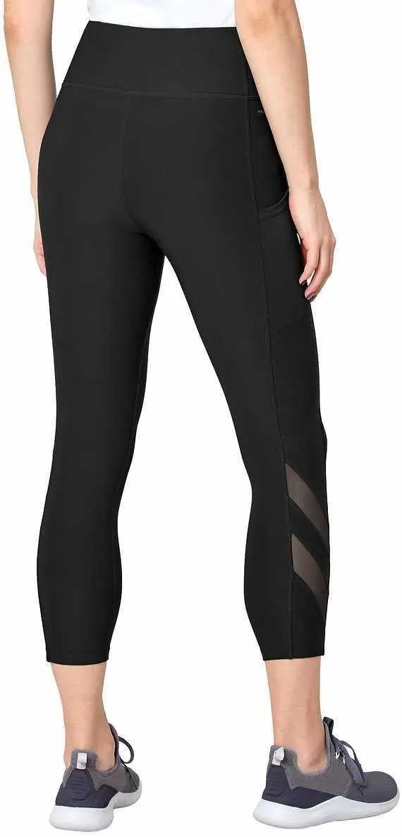 Mondetta Womens Midweight High Waisted Mesh Capri Legging