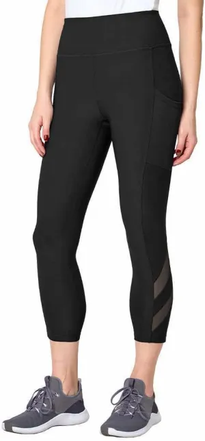 Mondetta Womens Midweight High Waisted Mesh Capri Legging