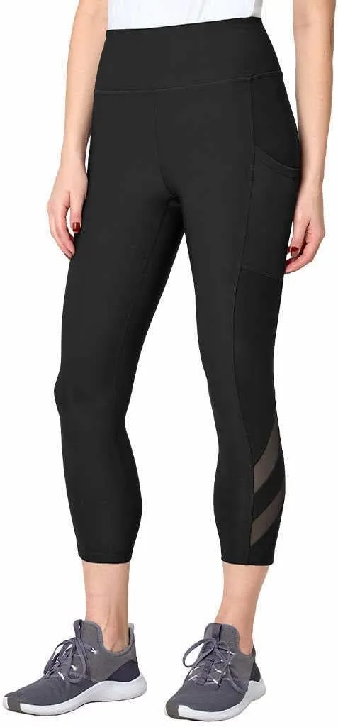 Mondetta Womens Midweight High Waisted Mesh Capri Legging