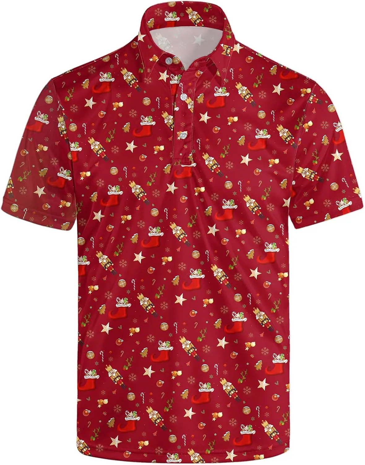 Polo Shirts for Men Moisture Wicking Fun Printed Short Sleeve Performance Mens Golf Shirts Quick Dry