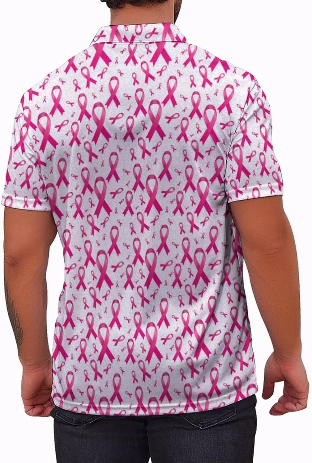 Polo Shirts for Men Moisture Wicking Fun Printed Short Sleeve Performance Mens Golf Shirts Quick Dry