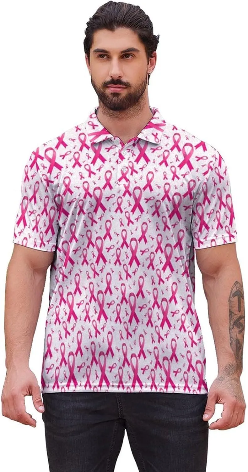 Polo Shirts for Men Moisture Wicking Fun Printed Short Sleeve Performance Mens Golf Shirts Quick Dry