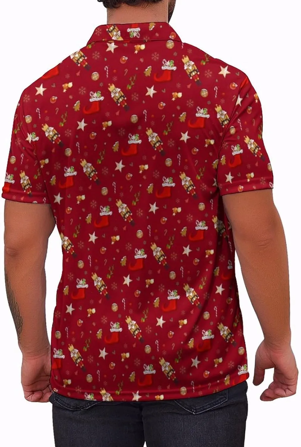 Polo Shirts for Men Moisture Wicking Fun Printed Short Sleeve Performance Mens Golf Shirts Quick Dry