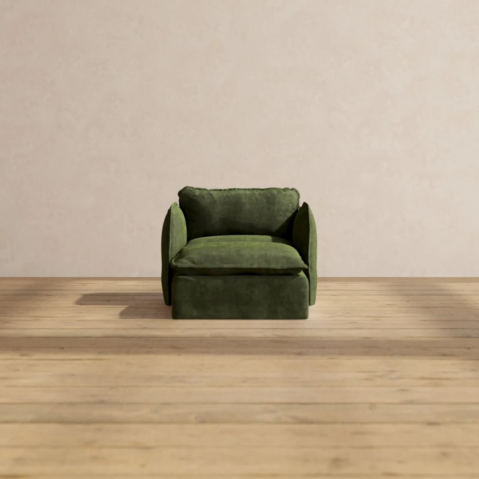 Slipcover Only - Modular Performance Chaise Armchair | Luxury Velvet in Olive