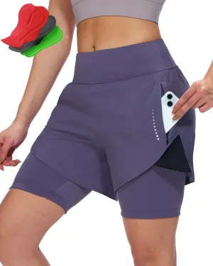 Sportneer Women Padded Bike Shorts - 4D Bicycle Cycling Shorts with 2 Zipper Pockets & Inner Pocket, Stylish and Comfortable