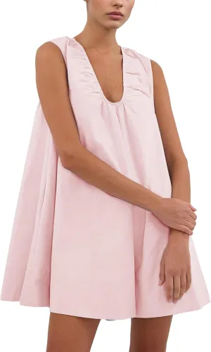 Summer Babydoll Tank Mini Dresses for Women 2025 Scoop Neck Flowy Casual Sleeveless Sundress with Pockets
