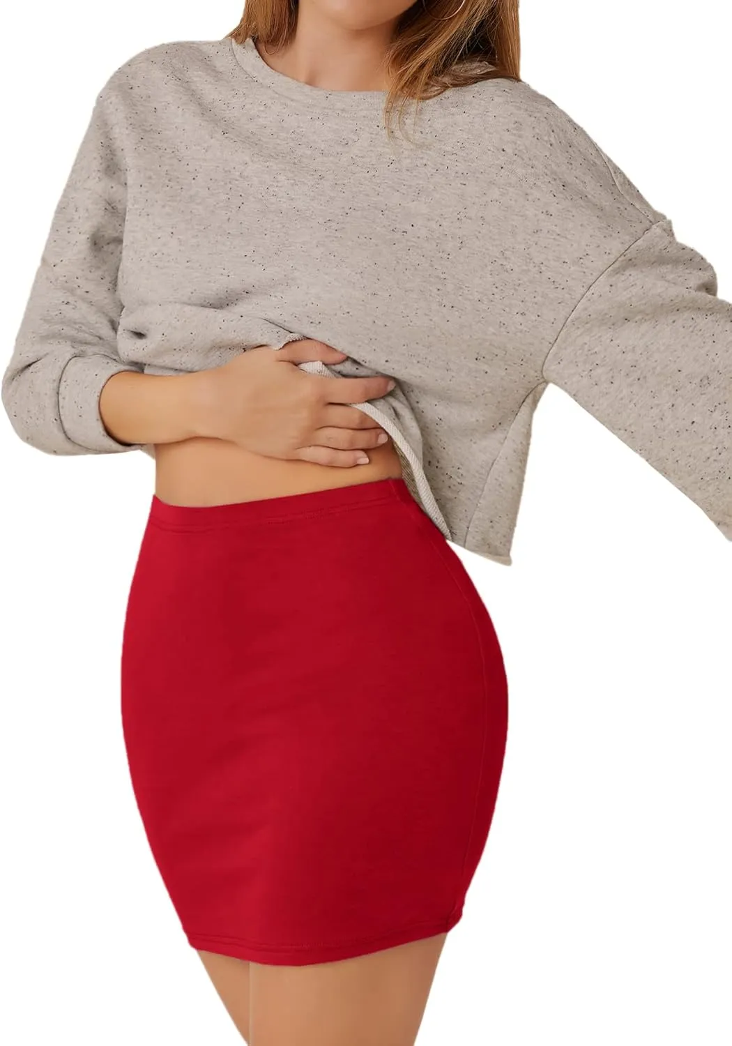 Verdusa Women's Basic High Waisted Pencil Bodycon Short Skirt