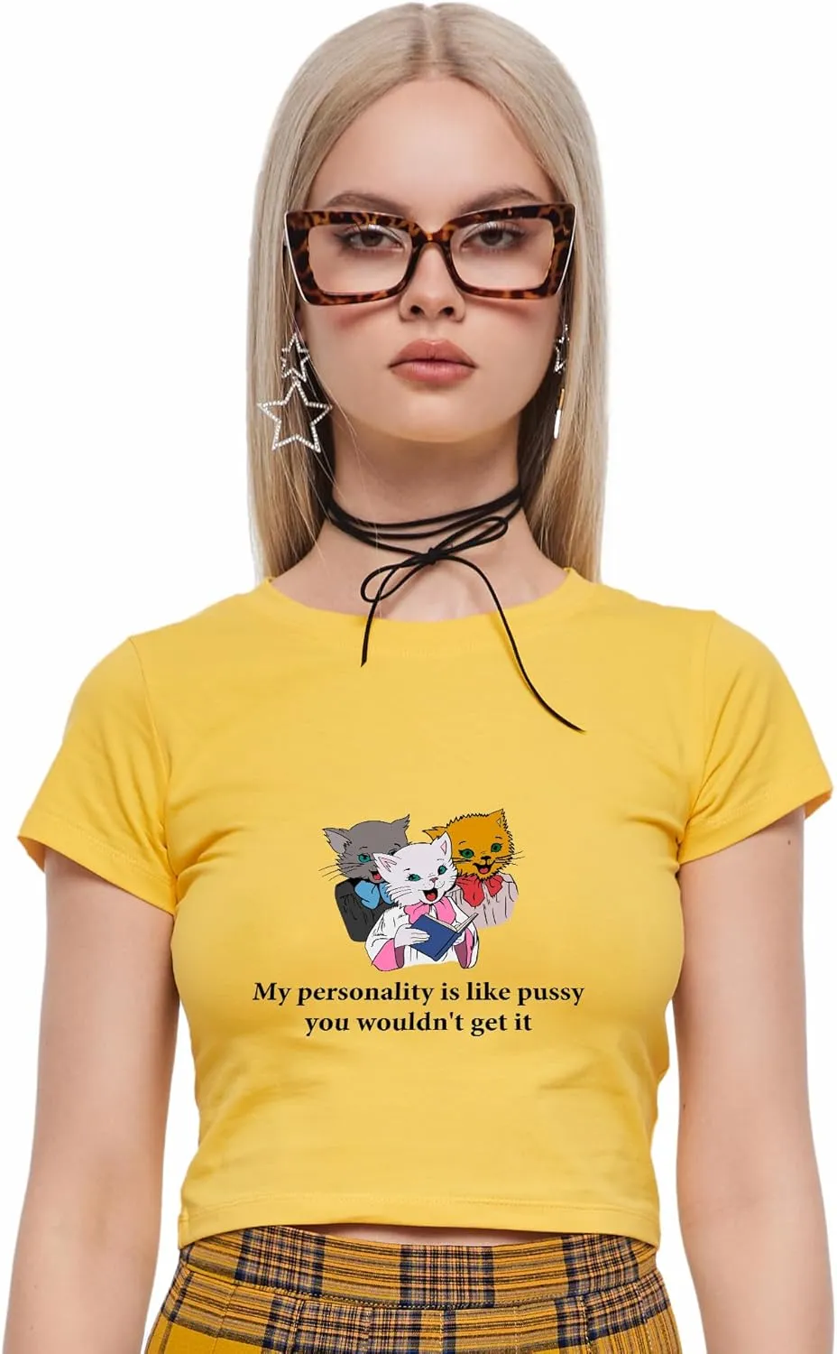 Y2K Graphic Tees for Women - Personality Like Cat Funny Short Sleeve Crew Neck Crop Tops Going Out Top T-Shirt