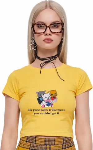 Y2K Graphic Tees for Women - Personality Like Cat Funny Short Sleeve Crew Neck Crop Tops Going Out Top T-Shirt