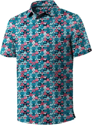 ZITY Golf Shirts for Men Short Sleeve Print Polo Shirt Moisture Wicking Regular Fit Casual Beach Polo