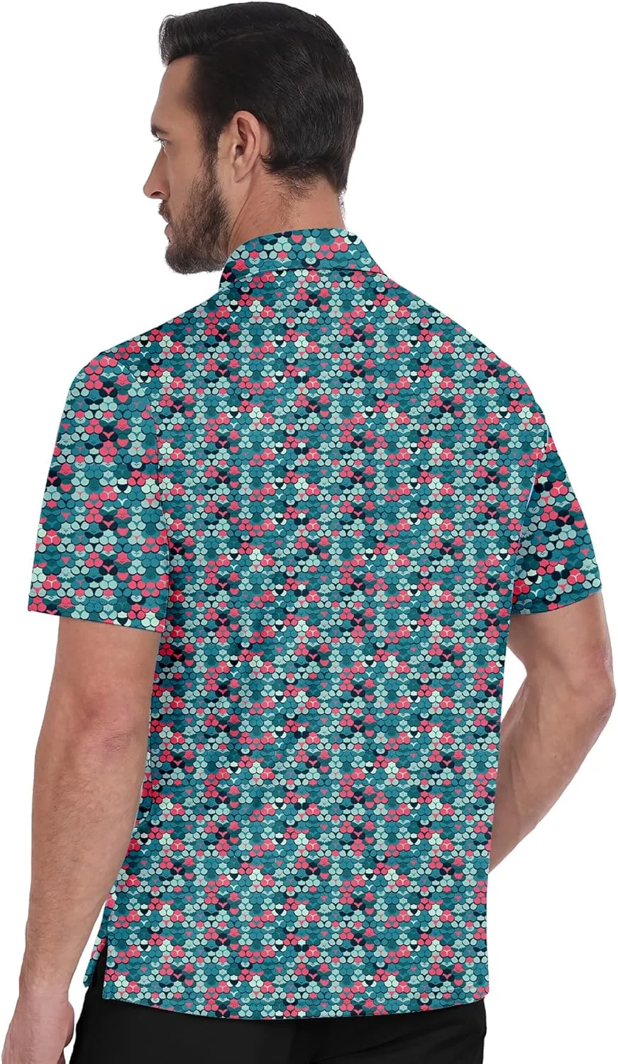 ZITY Golf Shirts for Men Short Sleeve Print Polo Shirt Moisture Wicking Regular Fit Casual Beach Polo