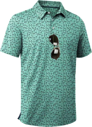 ZITY Men's Golf Shirts Short Sleeve Moisture Wicking Performance Print Patterns Casual Collared Golf Polo Shirt for Men