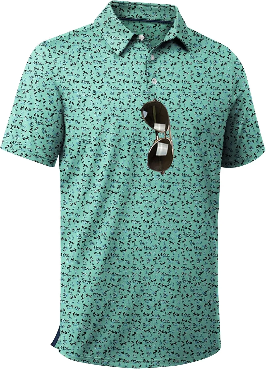 ZITY Men's Golf Shirts Short Sleeve Moisture Wicking Performance Print Patterns Casual Collared Golf Polo Shirt for Men