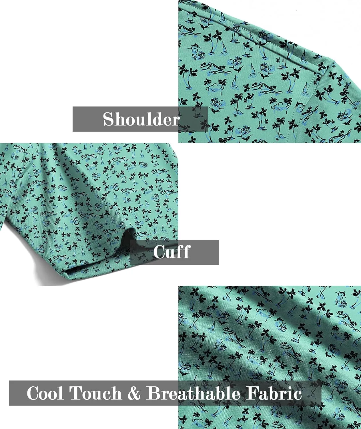 ZITY Men's Golf Shirts Short Sleeve Moisture Wicking Performance Print Patterns Casual Collared Golf Polo Shirt for Men