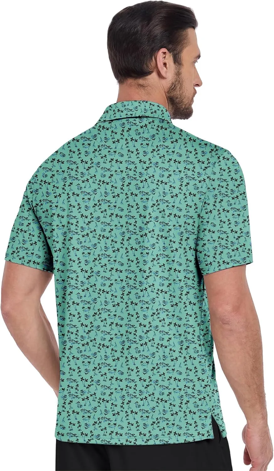ZITY Men's Golf Shirts Short Sleeve Moisture Wicking Performance Print Patterns Casual Collared Golf Polo Shirt for Men